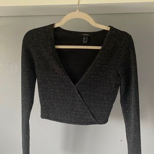 Long sleeve cropped sparkle top